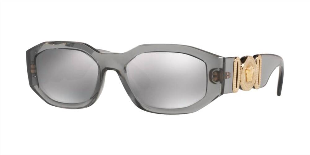 NEW VERSACE unisex 0ve4361 311/6g sleek rectangle sunglasses in grey silver mirr